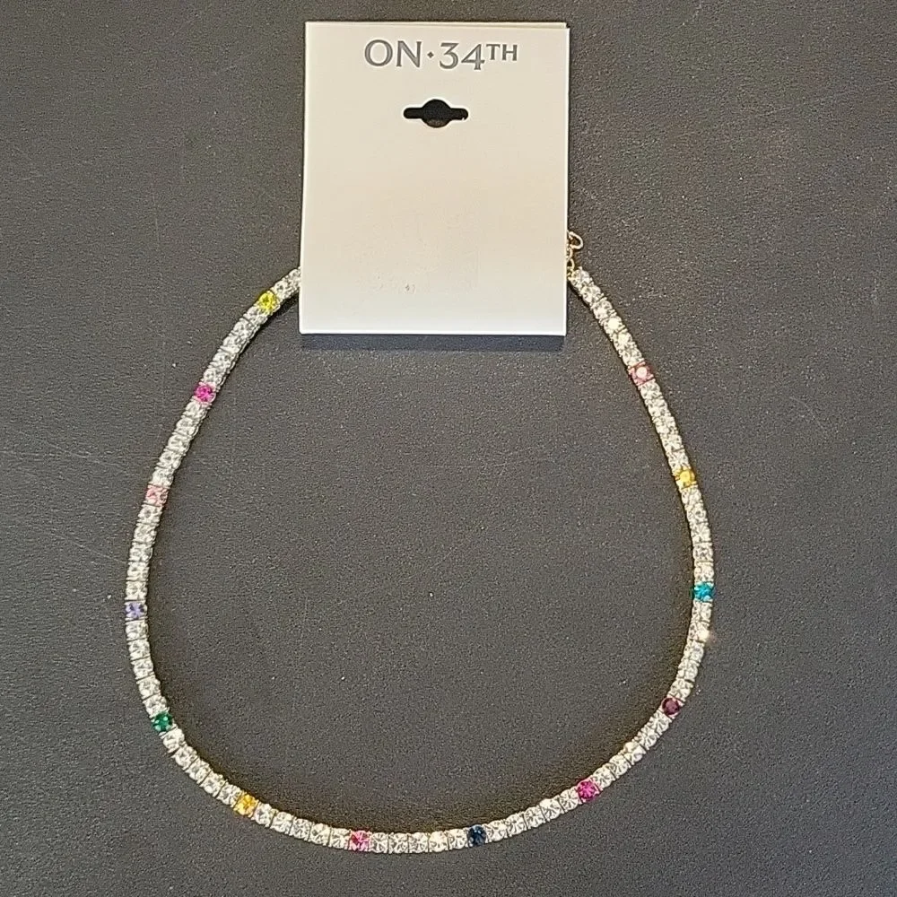 On 34th Colorful Rhinestone Necklace - NWT